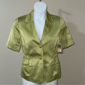 Coldwater Creek Green Short Sleeve Solid Faille Lined Jacket, NWT, Size …